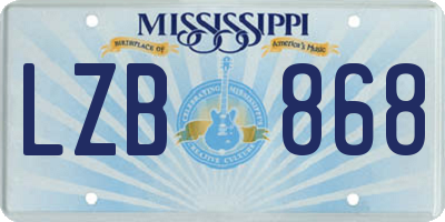 MS license plate LZB868