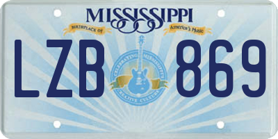 MS license plate LZB869