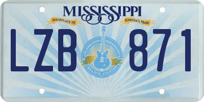 MS license plate LZB871