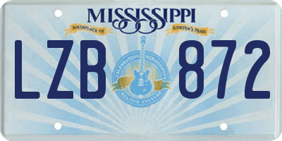 MS license plate LZB872