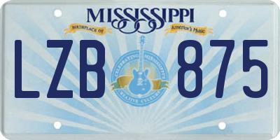 MS license plate LZB875