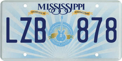 MS license plate LZB878
