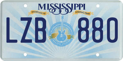 MS license plate LZB880