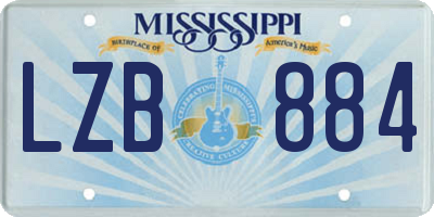 MS license plate LZB884