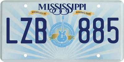 MS license plate LZB885