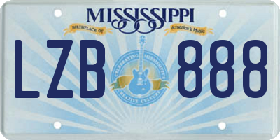 MS license plate LZB888