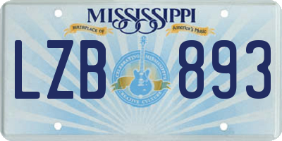 MS license plate LZB893