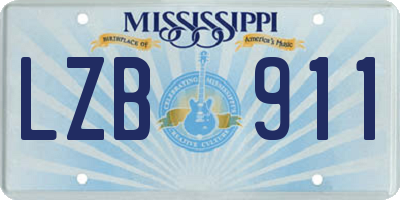 MS license plate LZB911