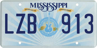 MS license plate LZB913
