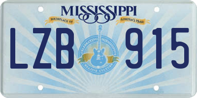 MS license plate LZB915