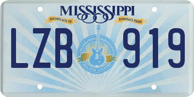 MS license plate LZB919