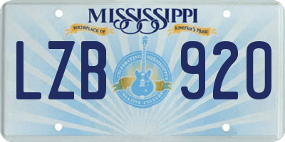 MS license plate LZB920
