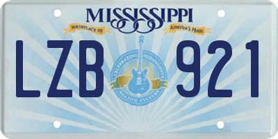 MS license plate LZB921