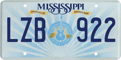 MS license plate LZB922
