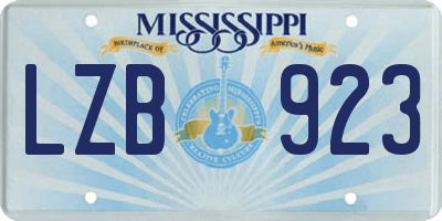 MS license plate LZB923