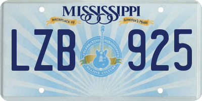 MS license plate LZB925