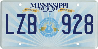 MS license plate LZB928