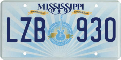 MS license plate LZB930