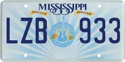 MS license plate LZB933