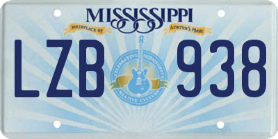 MS license plate LZB938