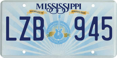 MS license plate LZB945