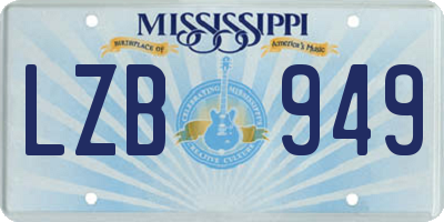 MS license plate LZB949
