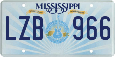 MS license plate LZB966