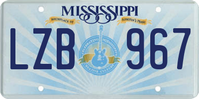 MS license plate LZB967
