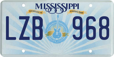 MS license plate LZB968