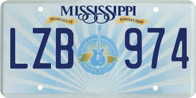 MS license plate LZB974