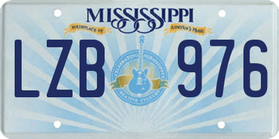 MS license plate LZB976