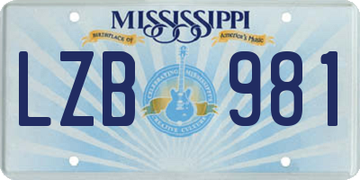 MS license plate LZB981