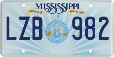 MS license plate LZB982