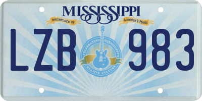 MS license plate LZB983