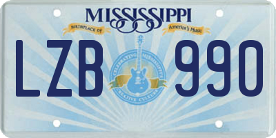 MS license plate LZB990