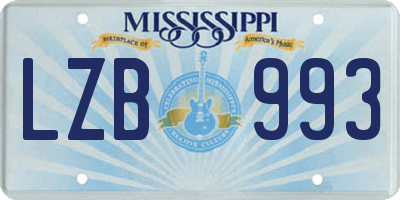 MS license plate LZB993