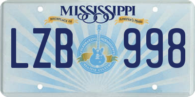 MS license plate LZB998