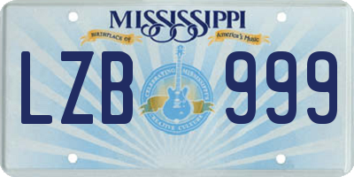 MS license plate LZB999