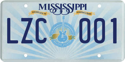 MS license plate LZC001