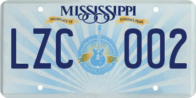MS license plate LZC002