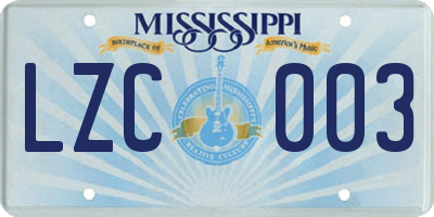 MS license plate LZC003
