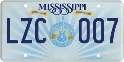 MS license plate LZC007