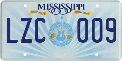 MS license plate LZC009