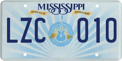 MS license plate LZC010