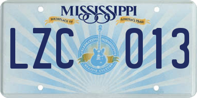 MS license plate LZC013