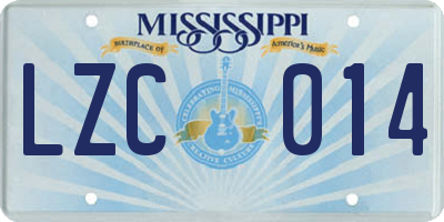 MS license plate LZC014