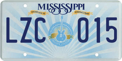 MS license plate LZC015