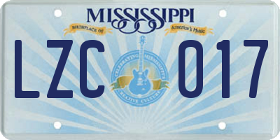 MS license plate LZC017