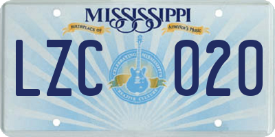 MS license plate LZC020