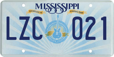 MS license plate LZC021